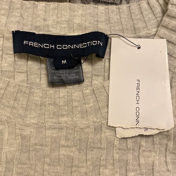 FRENCH CONNECTION Sweater Womens Sz Medium Grey Knit Textured Tunic Boho Chic - Picture 6 of 7